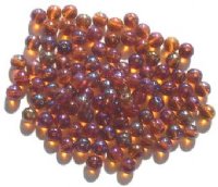 100 6mm Topaz AB Lustre Round Glass Beads